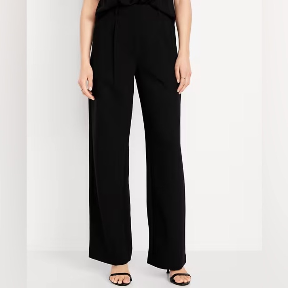 Old Navy High-Waisted Taylor Wide-Leg Trouser Pants – Black Jack, Size Small